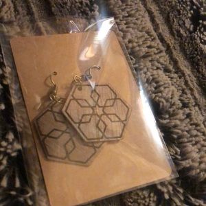 Homemade wooden earrings in black